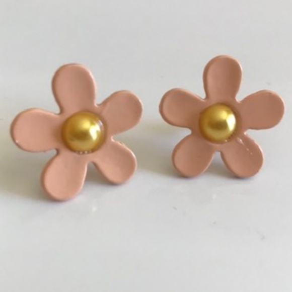 Jewelry - Bundle 3 for $20  1960s Pink Metal Flower Earrings